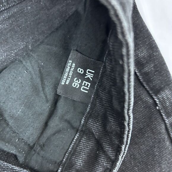 Pretty Little Thing Cut Off Jean Shorts Womens Size 8 High Rise Black Distressed - Picture 3 of 8